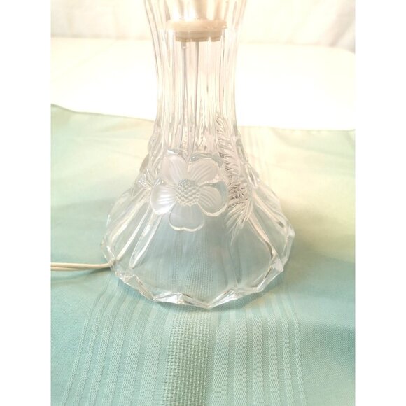 1940s-50s Frosted Glass Floral Lamp Dogwood Flower Base Art Deco Revival - Picture 7 of 13